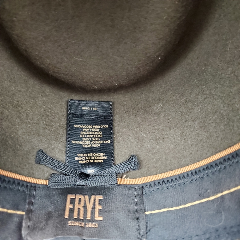 Frye olive green wool wide brim Fedor Hat sz. Med - Picture 12 of 14